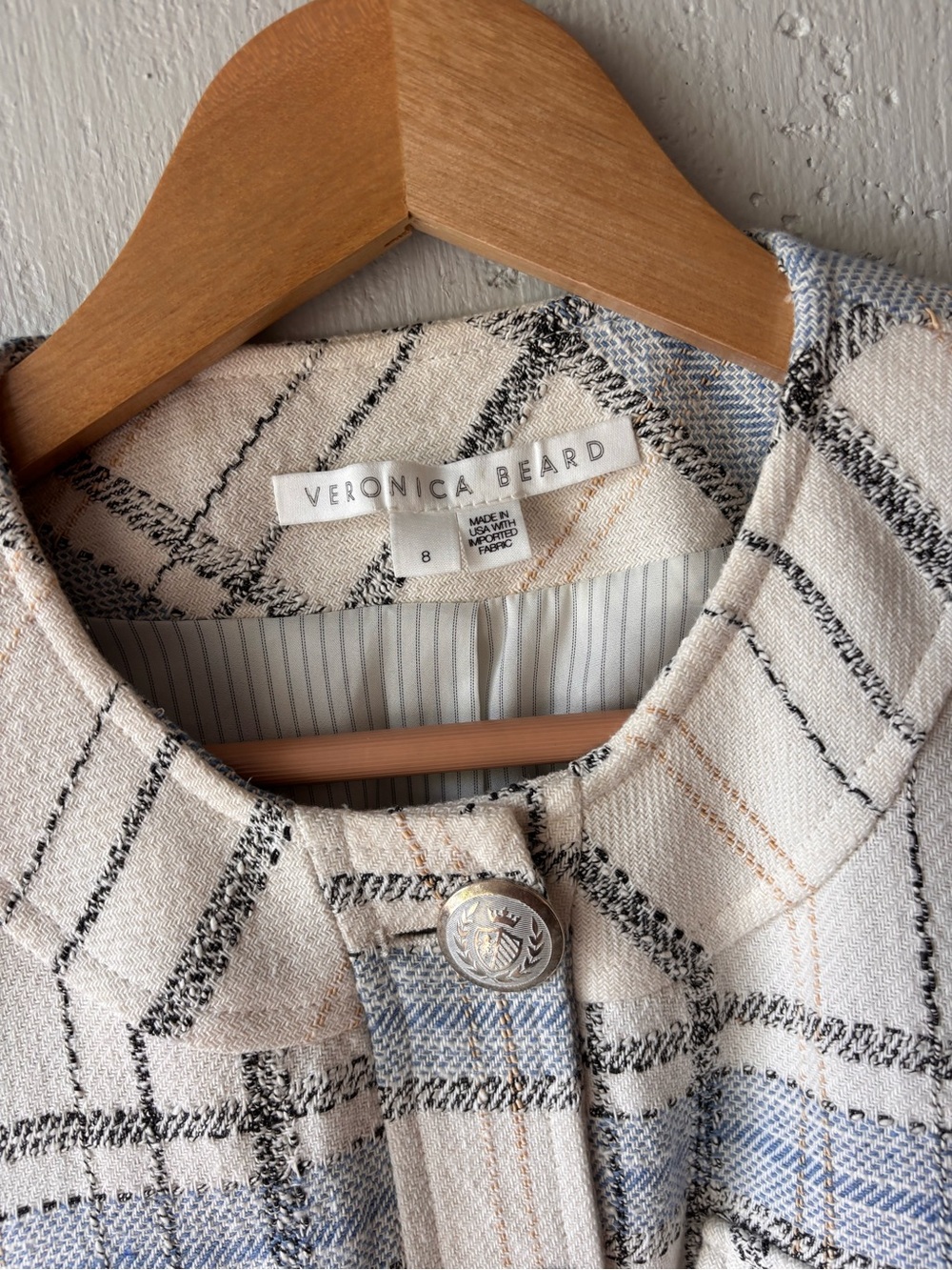 Veronica Beard Nikolai Oversized Jacket Plaid Puff Sleeve Size 8 - Picture 7 of 12